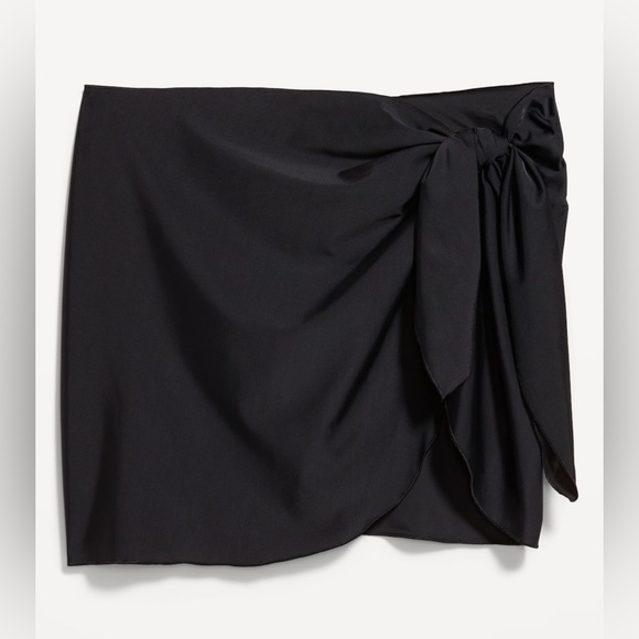 🆕 Old Navy Women’s Side-Tie Mini Swim Sarong Skirt Cover-Up Black L/XL - Picture 4 of 10